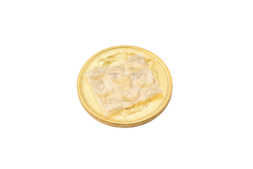 Luxurious gold coin featuring a regal lion's head emblem