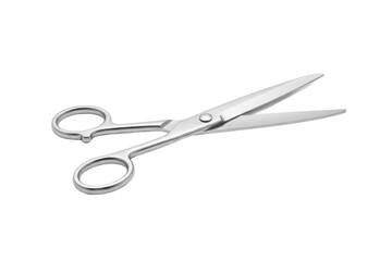 Metallic Scissors with Open Blades on a Smooth, Reflective Surface