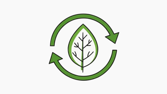 Sustainable Recycling Cycle Symbol with Green Leaf Icon in Eco-Friendly Environmental Concept Illustration