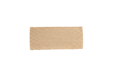 Minimalist horizontal rectangular piece of burlap texture on a smooth pastel background
