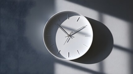 Minimalist White Wall Clock with Artistic Window Shadow Aesthetic Decor