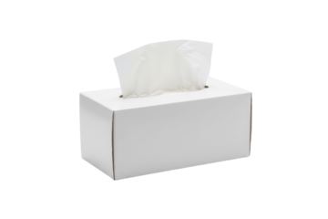 Minimalist White Tissue Box Dispenser with Visible Soft Tissues Emerging
