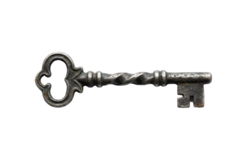 Ornate Metal Key with Twisted Shaft and Detailed Bow and Bit