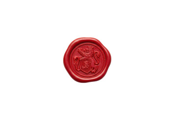 Red wax seal with heraldic design, showcasing elegant detail and rich color presentation