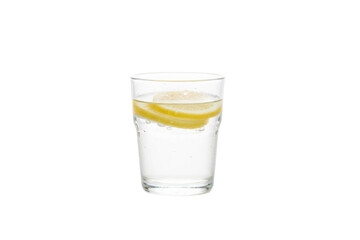 Refreshing glass of water with lemon slices, healthy beverage and citrus fruit, on light yellow