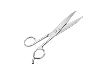 Shiny scissors isolated on a pale surface, showcasing precision and sharp blades without a