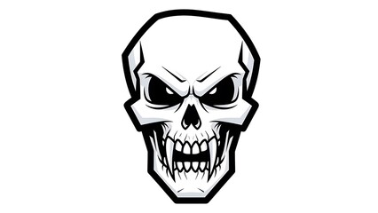 Fototapeta premium Menacing Skull Illustration with Angry Expression.