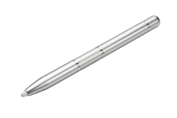 Sleek Metallic Stylus Pen Resting on a Neutral Reflective Surface