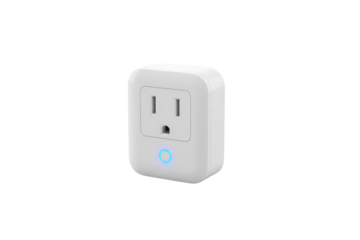 Smart home electrical outlet, a white, modern design for home automation and electrical power