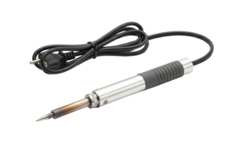 Soldering iron with cable and plug, isolated, perfect for electronic repairs and projects