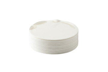 Obraz premium Stack of blank white circular tags or labels neatly arranged against a bright backdrop