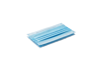Stack of blue disposable medical masks for protection against airborne particles
