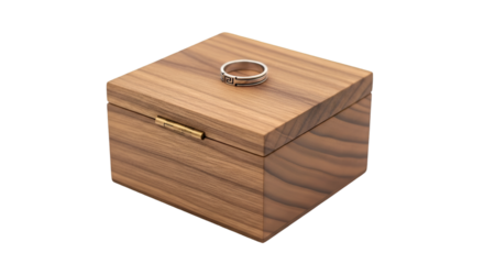 Wooden Box with Silver Ring and Greek Key Design Keywords: box, wooden, wood, ring, silver