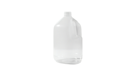A transparent plastic container, filled with a liquid, is isolated on a black background, with the liquid level noticeable