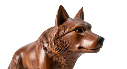 Wooden Carving of a Wolf Head sculpture
