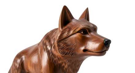 Wooden Carving of a Wolf Head sculpture