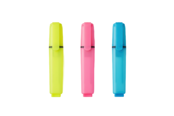 Vibrant Neon Highlighters on a Colorful Gradient Surface with Artistic Illumination