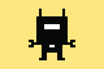 Cartoon robot or robotic cute toy humanoid bot with business,engineer,automation,cyborg,background.