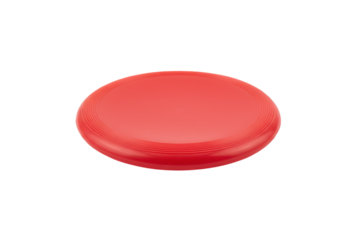 Vibrant Red Frisbee Disc on a Monochromatic Surface Depicting Recreation and Sporty Activities