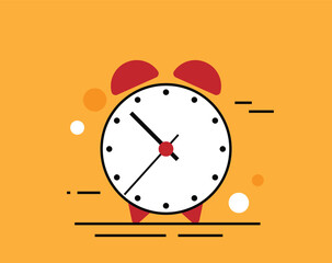 Cartoon Alarm Clock on Line Art on Colorful Background. Time measurement devices and domestic appliances vector art