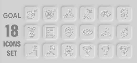 Goal Setting Icons Collection For Business Strategy And Achievement