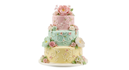 Three Tiered Cake with Floral Decorations wedding cake