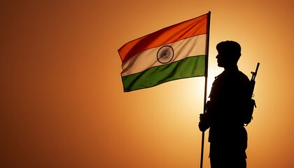 Indian Army Day Tribute with Soldier Silhouettes at Sunset