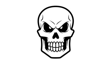 Menacing Skull Illustration with Angry Expression.
