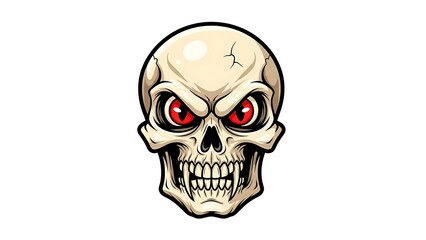 Fototapeta premium Cartoon Skull with Red Eyes and eraft Page.