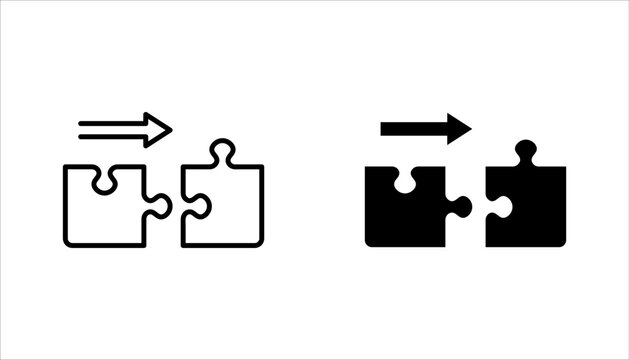 Merging linear icon set. Thin line vector illustration on white background