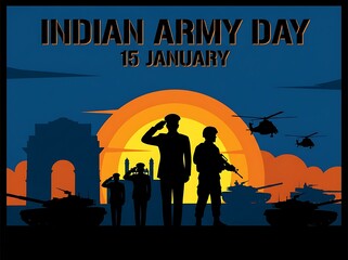 Patriotic Indian Army Day Poster with Military Tribute