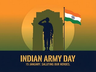 Indian Army Day Patriotic Silhouette with Tricolor Spirit