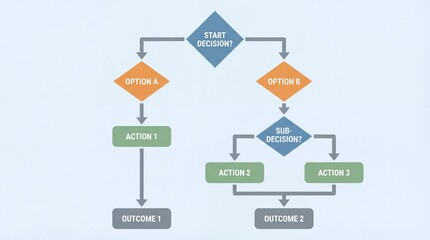 Flowchart infographic with branching paths featuring vibrant colors and sharp textures that enhance the visual storytelling.
