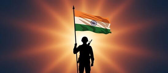 Indian Army Day Patriotic Silhouette with Tricolor Spirit