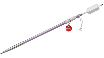 Light purple spear with white fletching and silver tip on black background weapon projectile