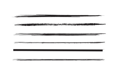 A collection of five black brush strokes on a white background