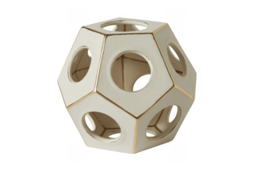 White geometric with hexagonal holes white geometric shape isolated on a transparent background