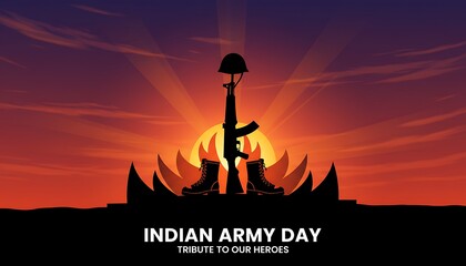 Indian Army Day Minimal Memorial Illustration