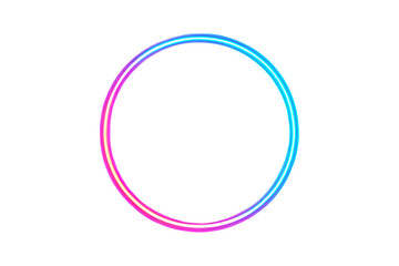 Glowing Neon Ring Frame PNG with Transparent Background.