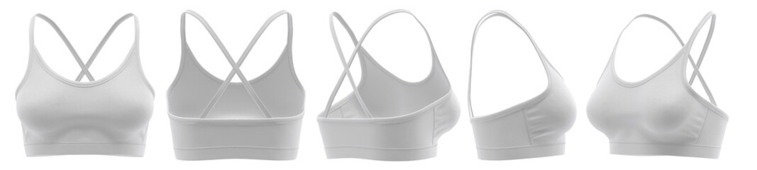 Sports Bra Gym Style, Criss Cross Back, Plain Blank Activewear, Mockup Ready White