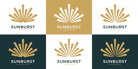 Sunburst and sunrise logo with abstract radiating rays