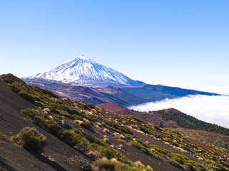 Snowy Mount Teide Volcano Landscape Tenerife