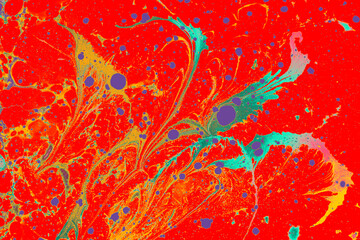 
Traditional Turkish Ebru art background with colorful abstract flowers and liquid ink texture