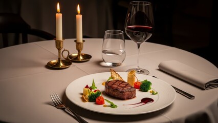 Page Steak Dinner Fine Dining Restaurant Setting.