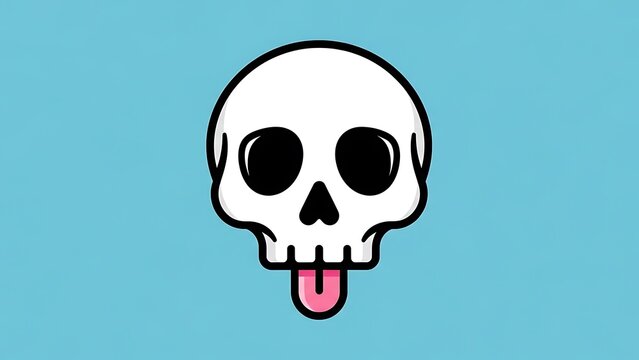 Cartoon Skull with Tongue Out Illustration.
