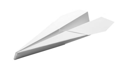 White paper airplane isolated on black background studio shot image