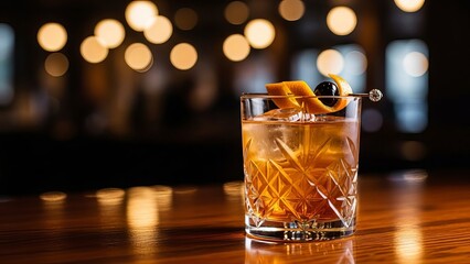 Cran Page Old Page Cocktail on Bar Counter.