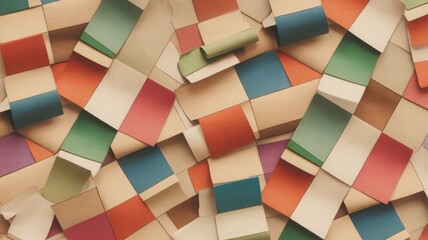 Colorful paper scraps in disarray, creative mess