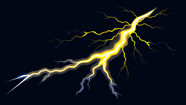 Bright yellow lightning strike