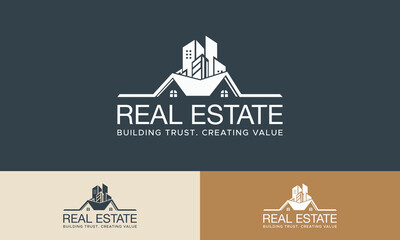 Luxury Real Estate Logo Design &ndash; Crown, House, Roof & Skyline Icon